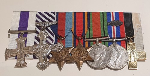 Replica medals of Captain Edward Maslen-Jones MC DFC RA.